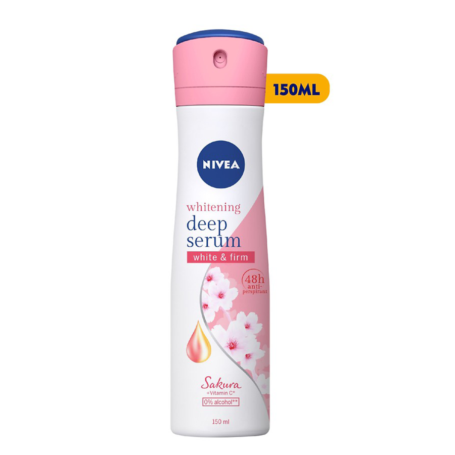 Nivea Deodorant Spray Brightening Deep Serum Bright & Smooth Hokkaido Rose 150ml x 12 Bottles