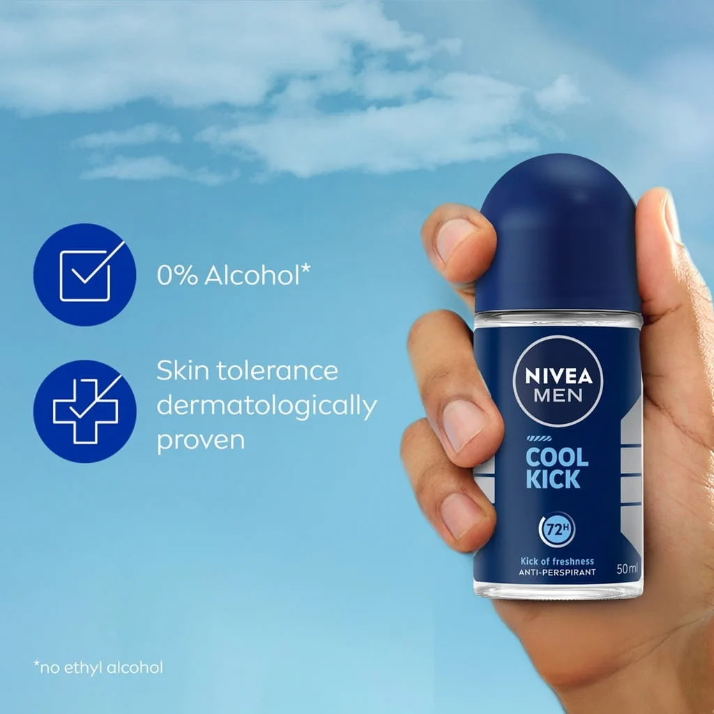 Nivea Men Deodorant Roll-On Cool Kick Extra Dry Cool Active 50ml x 24 Bottles 5 5 10