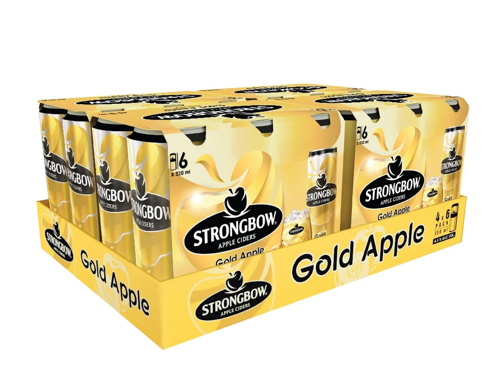 Strongbow Gold Apple cider ALC 4.5% Vol 320ml x 24 cans