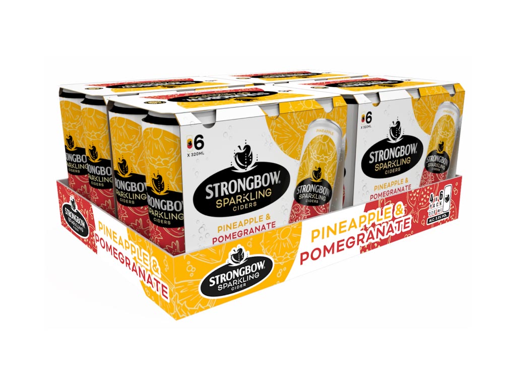 Strongbow Sparkling Cider - Pineapple & Pomegranate ALC 3.5% Vol 320ml x 24 cans