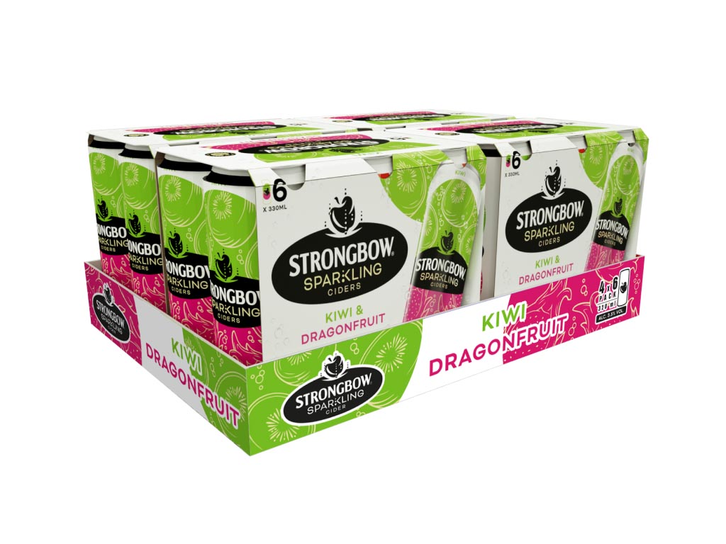 Strongbow Sparkling Cider - Kiwi & Dragonfruit ALC 3.5% Vol 320ml x 24 cans